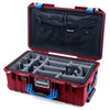 Pelican 1535 Air Case, Oxblood with Blue Handles & Latches Gray Padded Microfiber Dividers with Combo-Pouch Lid Organizer ColorCase 015350-0370-510-120-510