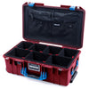 Pelican 1535 Air Case, Oxblood with Blue Handles & Latches TrekPak Divider System with Combo-Pouch Lid Organizer ColorCase 015350-0320-510-120-510