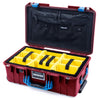 Pelican 1535 Air Case, Oxblood with Blue Handles & Latches Yellow Padded Microfiber Dividers with Combo-Pouch Lid Organizer ColorCase 015350-0310-510-120-510