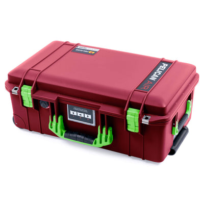 Pelican 1535 Air Case, Oxblood with Lime Green Handles & Latches ColorCase