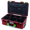 Pelican 1535 Air Case, Oxblood with Lime Green Handles & Latches TrekPak Divider System with Combo-Pouch Lid Organizer ColorCase 015350-0320-510-300-510