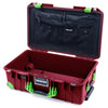 Pelican 1535 Air Case, Oxblood with Lime Green Handles, Latches & Trolley Combo-Pouch Lid Organizer Only ColorCase 015350-0300-510-300-300