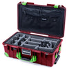 Pelican 1535 Air Case, Oxblood with Lime Green Handles, Latches & Trolley Gray Padded Microfiber Dividers with Combo-Pouch Lid Organizer ColorCase 015350-0370-510-300-300