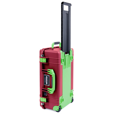 Pelican 1535 Air Case, Oxblood with Lime Green Handles, Latches & Trolley ColorCase