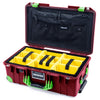 Pelican 1535 Air Case, Oxblood with Lime Green Handles, Latches & Trolley Yellow Padded Microfiber Dividers with Combo-Pouch Lid Organizer ColorCase 015350-0310-510-300-300