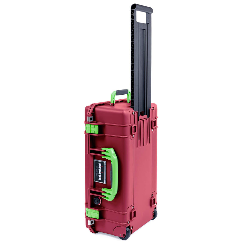 Pelican 1535 Air Case, Oxblood with Lime Green Handles & Latches ColorCase 
