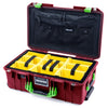Pelican 1535 Air Case, Oxblood with Lime Green Handles & Latches Yellow Padded Microfiber Dividers with Combo-Pouch Lid Organizer ColorCase 015350-0310-510-300-510
