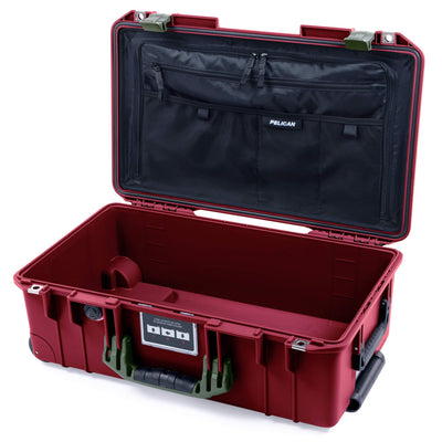 Pelican 1535 Air Case, Oxblood with OD Green Handles & Latches Combo-Pouch Lid Organizer Only ColorCase 015350-0300-510-130-510