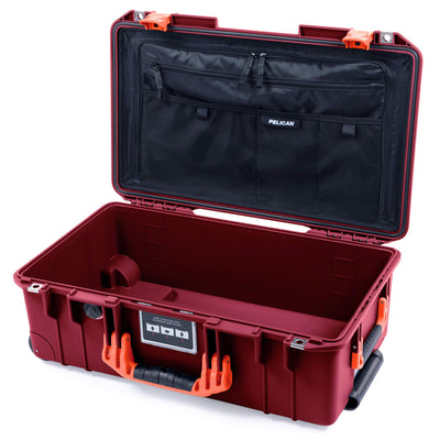 Pelican 1535 Air Case, Oxblood with Orange Handles & Push-Button Latches Combo-Pouch Lid Organizer Only ColorCase 015350-0300-510-150-510