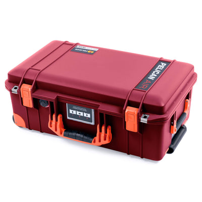 Pelican 1535 Air Case, Oxblood with Orange Handles, Push-Button Latches & Trolley ColorCase