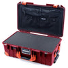 Pelican 1535 Air Case, Oxblood with Orange Handles, Push-Button Latches & Trolley Pick & Pluck Foam with Combo-Pouch Lid Organizer ColorCase 015350-0301-510-150-150