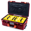 Pelican 1535 Air Case, Oxblood with Orange Handles & Push-Button Latches Yellow Padded Microfiber Dividers with Combo-Pouch Lid Organizer ColorCase 015350-0310-510-150-510