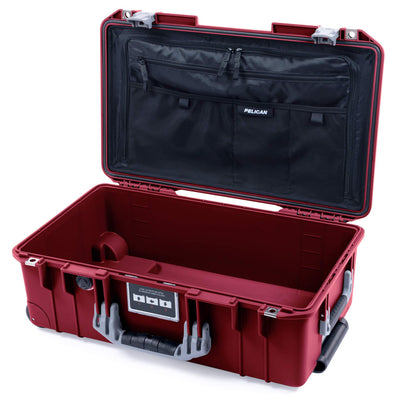 Pelican 1535 Air Case, Oxblood with Silver Handles & Push-Button Latches Combo-Pouch Lid Organizer Only ColorCase 015350-0300-510-180-510