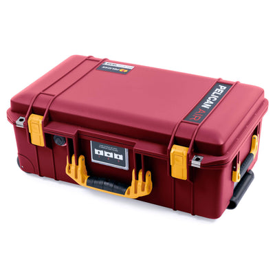 Pelican 1535 Air Case, Oxblood with Yellow Handles & Push-Button Latches ColorCase