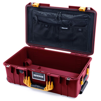 Pelican 1535 Air Case, Oxblood with Yellow Handles & Push-Button Latches Combo-Pouch Lid Organizer Only ColorCase 015350-0300-510-240-510