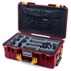 Pelican 1535 Air Case, Oxblood with Yellow Handles & Push-Button Latches Gray Padded Microfiber Dividers with Combo-Pouch Lid Organizer ColorCase 015350-0370-510-240-510