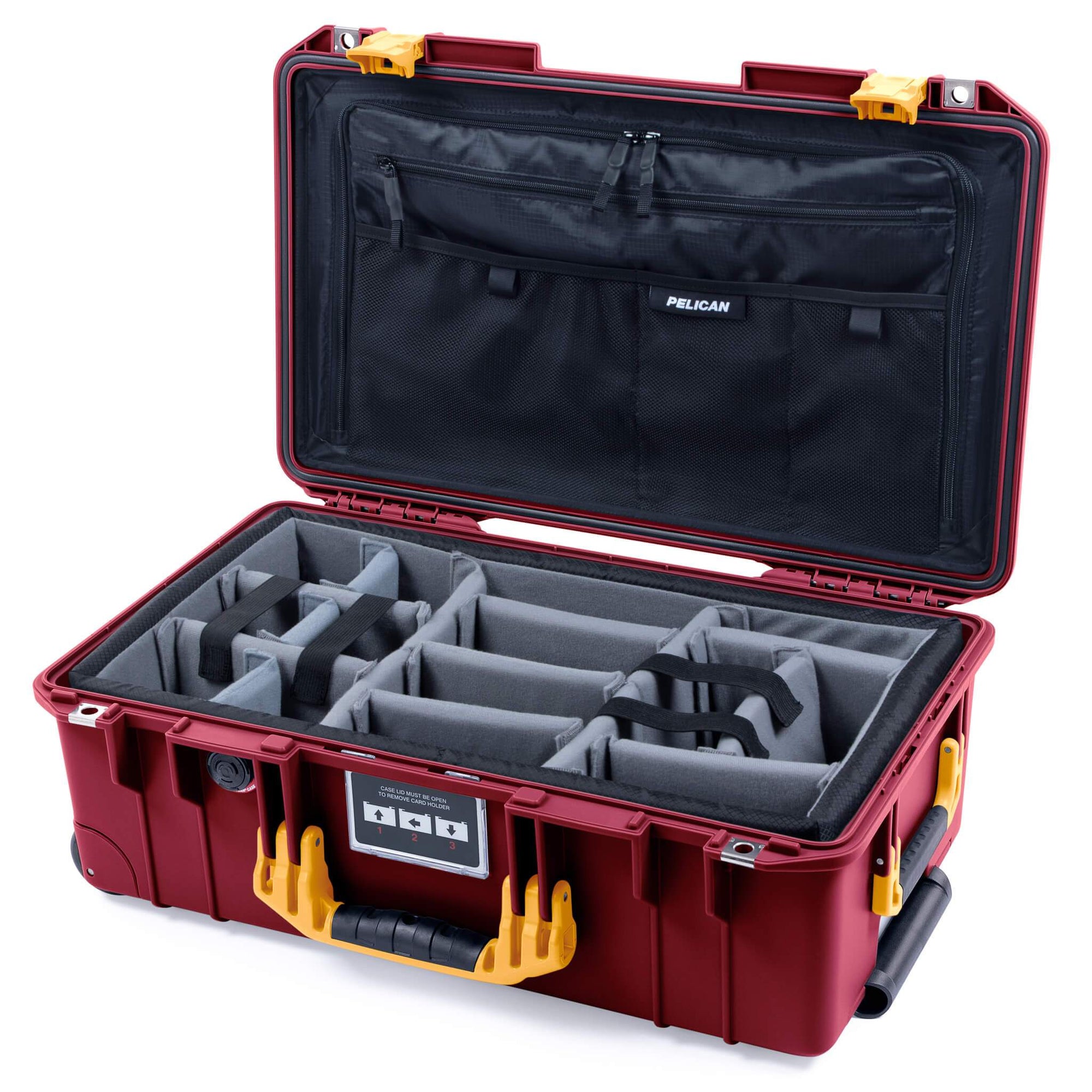 Pelican 1535 Air Case, Oxblood with Yellow Handles & Latches