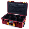 Pelican 1535 Air Case, Oxblood with Yellow Handles & Push-Button Latches TrekPak Divider System with Combo-Pouch Lid Organizer ColorCase 015350-0320-510-240-510