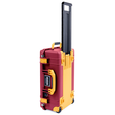 Pelican 1535 Air Case, Oxblood with Yellow Handles, Push-Button Latches & Trolley ColorCase