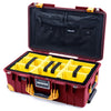 Pelican 1535 Air Case, Oxblood with Yellow Handles, Push-Button Latches & Trolley Yellow Padded Microfiber Dividers with Combo-Pouch Lid Organizer ColorCase 015350-0310-510-240-240