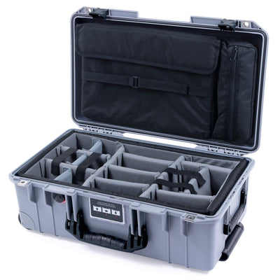 Pelican 1535 Air Case, Silver with Black Handles & Push-Button Latches Gray Padded Microfiber Dividers with Computer Pouch ColorCase 015350-0270-180-110