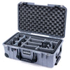 Pelican 1535 Air Case, Silver with Black Handles, Push-Button Latches & Trolley Gray Padded Microfiber Dividers with Convolute Lid Foam ColorCase 015350-0070-180-110-110
