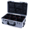 Pelican 1535 Air Case, Silver with Black Handles, Push-Button Latches & Trolley TrekPak Divider System with Mesh Lid Organizer ColorCase 015350-0120-180-110-110