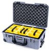 Pelican 1535 Air Case, Silver with Black Handles, Push-Button Latches & Trolley Yellow Padded Microfiber Dividers with Convolute Lid Foam ColorCase 015350-0010-180-110-110