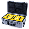 Pelican 1535 Air Case, Silver with Black Handles, Push-Button Latches & Trolley Yellow Padded Microfiber Dividers with Mesh Lid Organizer ColorCase 015350-0110-180-110-110