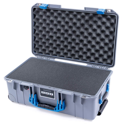Pelican 1535 Air Case, Silver with Blue Handles & Latches Pick & Pluck Foam with Convolute Lid Foam ColorCase 015350-0001-180-120