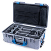 Pelican 1535 Air Case, Silver with Blue Handles & Latches Gray Padded Microfiber Dividers with Computer Pouch ColorCase 015350-0270-180-120
