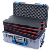Pelican 1535 Air Case, Silver with Blue Handles & Latches Custom Tool Kit (4 Foam Inserts with Convolute Lid Foam) ColorCase 015350-0060-180-120