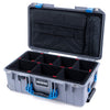 Pelican 1535 Air Case, Silver with Blue Handles & Latches TrekPak Divider System with Computer Pouch ColorCase 015350-0220-180-120