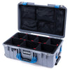 Pelican 1535 Air Case, Silver with Blue Handles & Latches TrekPak Divider System with Mesh Lid Organizer ColorCase 015350-0120-180-120