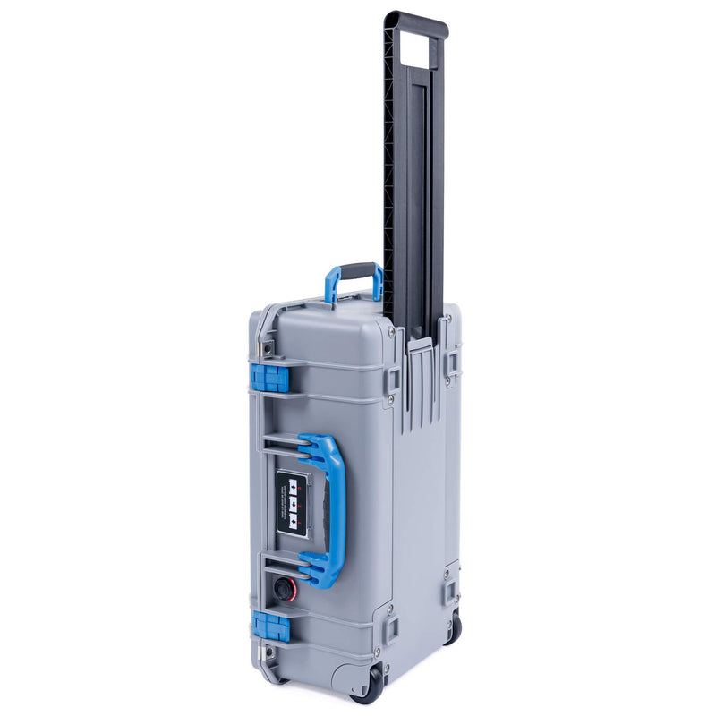 Pelican 1535 Air Case, Silver with Blue Handles & Latches ColorCase 