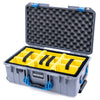 Pelican 1535 Air Case, Silver with Blue Handles & Latches Yellow Padded Microfiber Dividers with Convolute Lid Foam ColorCase 015350-0010-180-120