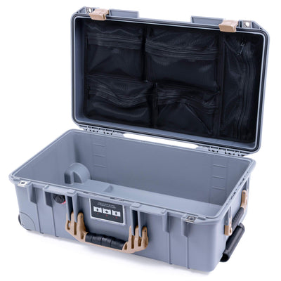 Pelican 1535 Air Case, Silver with Desert Tan Handles & Latches Mesh Lid Organizer Only ColorCase 015350-0100-180-310