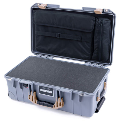 Pelican 1535 Air Case, Silver with Desert Tan Handles & Latches Pick & Pluck Foam with Computer Pouch ColorCase 015350-0201-180-310