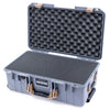 Pelican 1535 Air Case, Silver with Desert Tan Handles & Latches Pick & Pluck Foam with Convolute Lid Foam ColorCase 015350-0001-180-310
