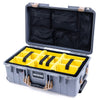 Pelican 1535 Air Case, Silver with Desert Tan Handles & Latches Yellow Padded Microfiber Dividers with Mesh Lid Organizer ColorCase 015350-0110-180-310