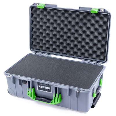 Pelican 1535 Air Case, Silver with Lime Green Handles & Latches Pick & Pluck Foam with Convolute Lid Foam ColorCase 015350-0001-180-300