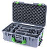 Pelican 1535 Air Case, Silver with Lime Green Handles & Latches Gray Padded Microfiber Dividers with Convolute Lid Foam ColorCase 015350-0070-180-300