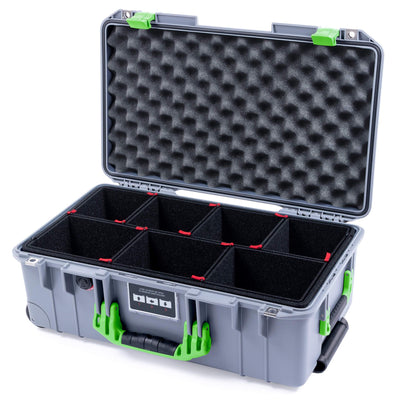 Pelican 1535 Air Case, Silver with Lime Green Handles & Latches TrekPak Divider System with Convolute Lid Foam ColorCase 015350-0020-180-300