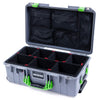 Pelican 1535 Air Case, Silver with Lime Green Handles & Latches TrekPak Divider System with Mesh Lid Organizer ColorCase 015350-0120-180-300