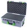 Pelican 1535 Air Case, Silver with Lime Green Handles, Latches & Trolley Pick & Pluck Foam with Convolute Lid Foam ColorCase 015350-0001-180-300-300