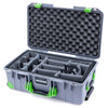 Pelican 1535 Air Case, Silver with Lime Green Handles, Latches & Trolley Gray Padded Microfiber Dividers with Convolute Lid Foam ColorCase 015350-0070-180-300-300