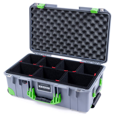 Pelican 1535 Air Case, Silver with Lime Green Handles, Latches & Trolley TrekPak Divider System with Convolute Lid Foam ColorCase 015350-0020-180-300-300
