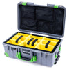 Pelican 1535 Air Case, Silver with Lime Green Handles, Latches & Trolley Yellow Padded Microfiber Dividers with Mesh Lid Organizer ColorCase 015350-0110-180-300-300