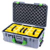 Pelican 1535 Air Case, Silver with Lime Green Handles & Latches Yellow Padded Microfiber Dividers with Convolute Lid Foam ColorCase 015350-0010-180-300