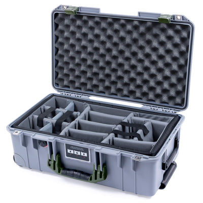 Pelican 1535 Air Case, Silver with OD Green Handles & Latches Gray Padded Microfiber Dividers with Convolute Lid Foam ColorCase 015350-0070-180-130